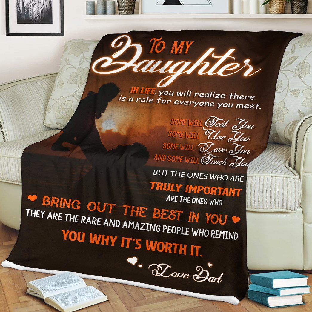 Gearhuman 3D To My Daughter Love Dad Custom Blanket GV21011 Blanket 