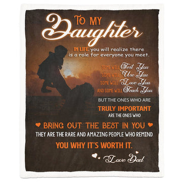 Gearhuman 3D To My Daughter Love Dad Custom Blanket GV21011 Blanket Blanket M(51''x59'') 