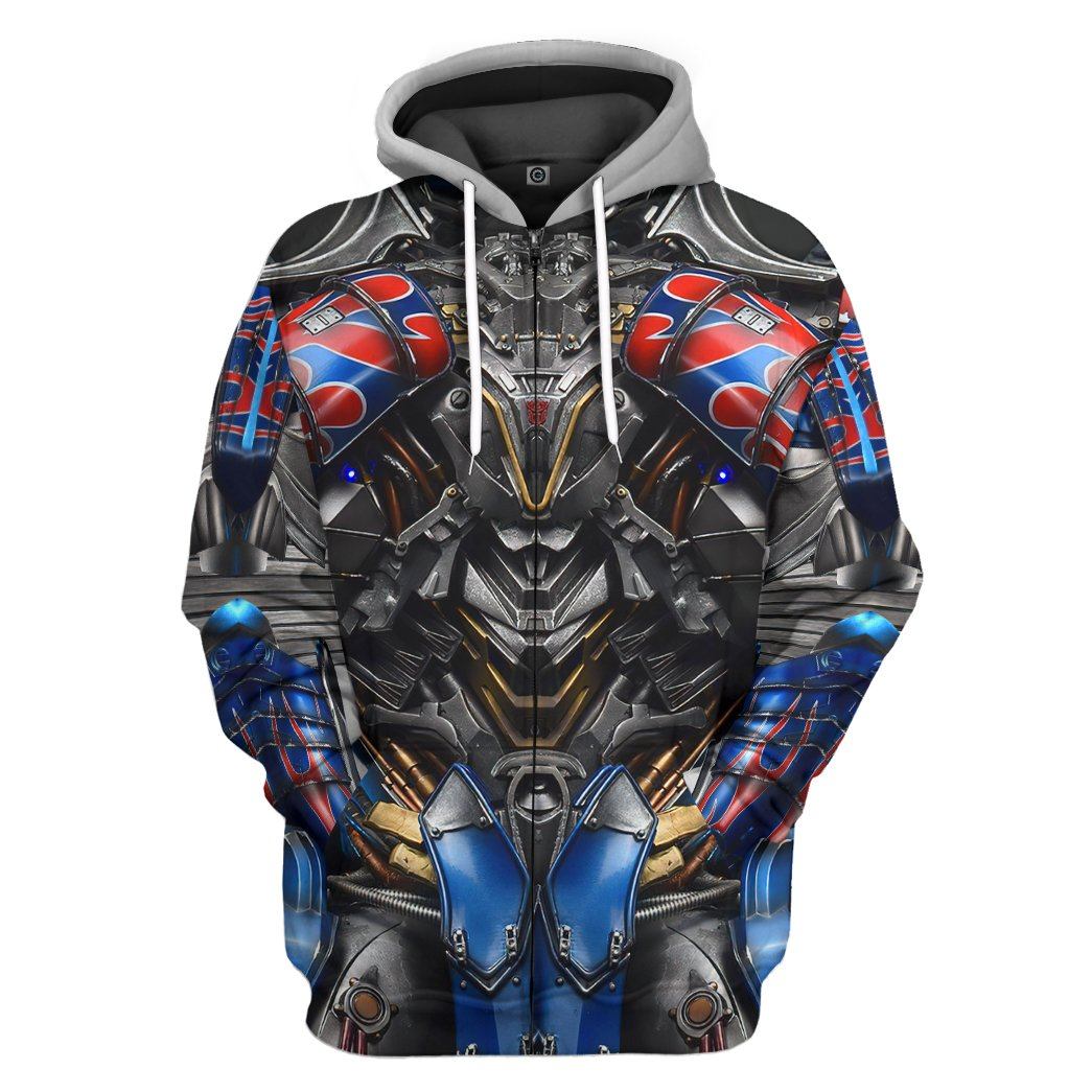 Gearhuman 3D Transformer Optimus Prime Custom Tshirt Hoodie Apparel GW13018 3D Apparel Zip Hoodie S