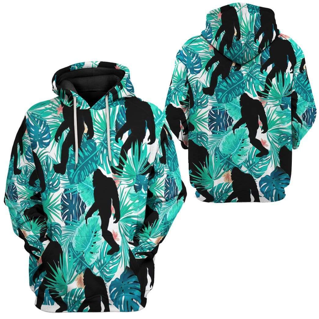 Gearhuman 3D Tropical Bigfoot Custom Hoodie Apparel GV180812 3D Custom Fleece Hoodies 