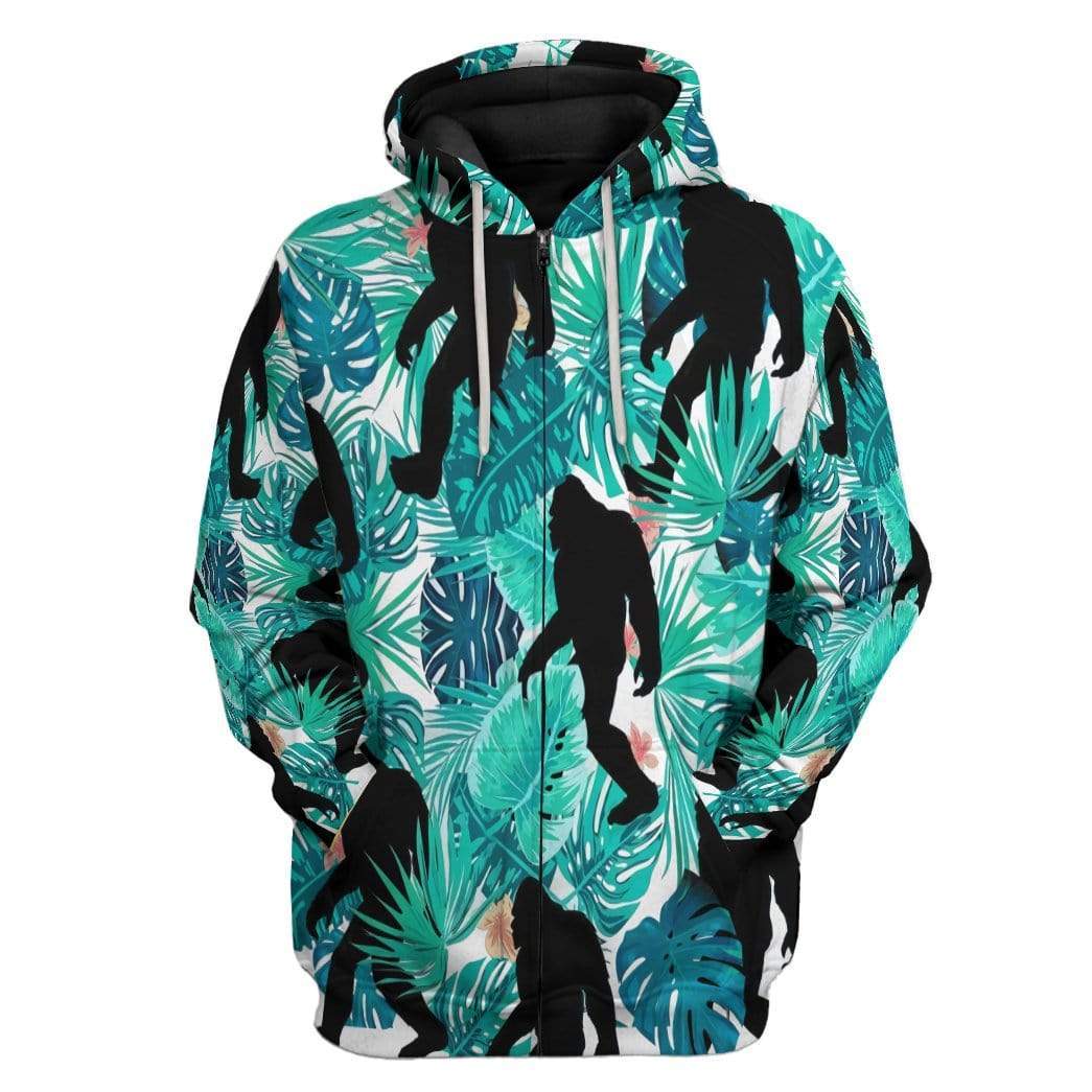 Gearhuman 3D Tropical Bigfoot Custom Hoodie Apparel GV180812 3D Custom Fleece Hoodies Zip Hoodie S 