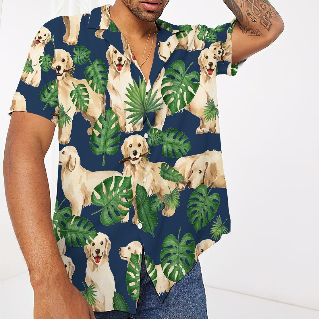 Gearhuman 3D Tropical Golden Retrievers Hawaii Shirt ZK0706212 Hawai Shirt 