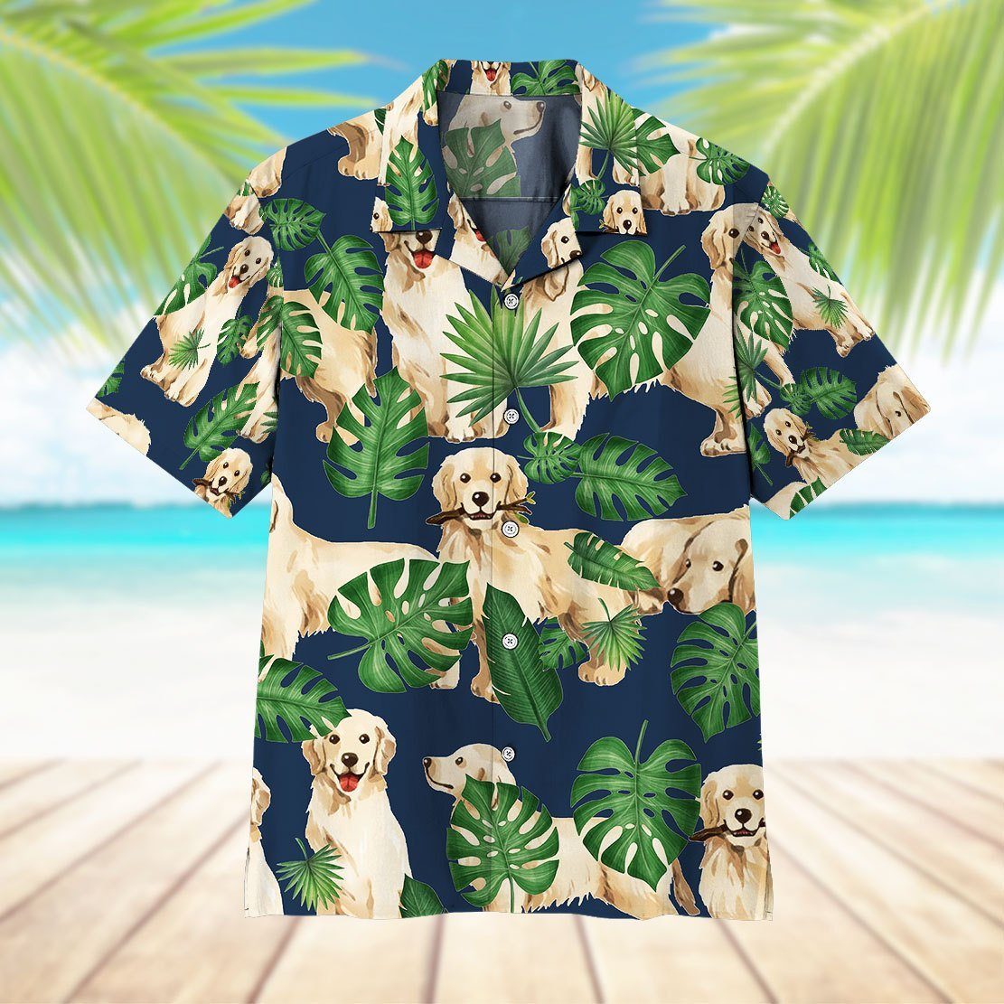 Gearhuman 3D Tropical Golden Retrievers Hawaii Shirt ZK0706212 Hawai Shirt 