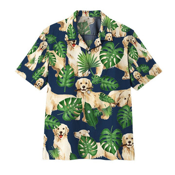 Gearhuman 3D Tropical Golden Retrievers Hawaii Shirt