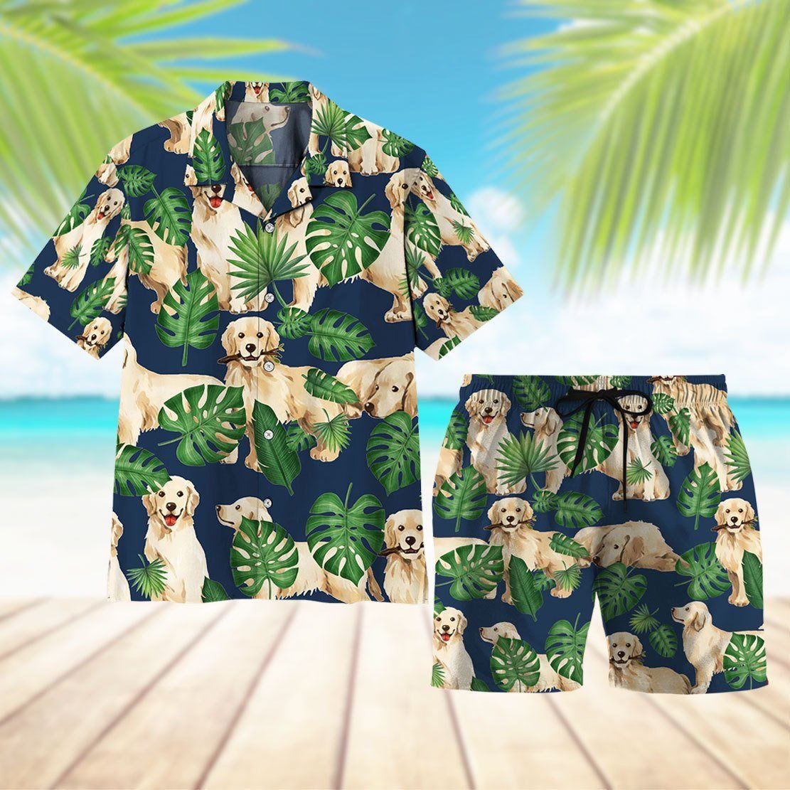 Gearhuman 3D Tropical Golden Retrievers Shorts ZK0706213 Men Shorts 
