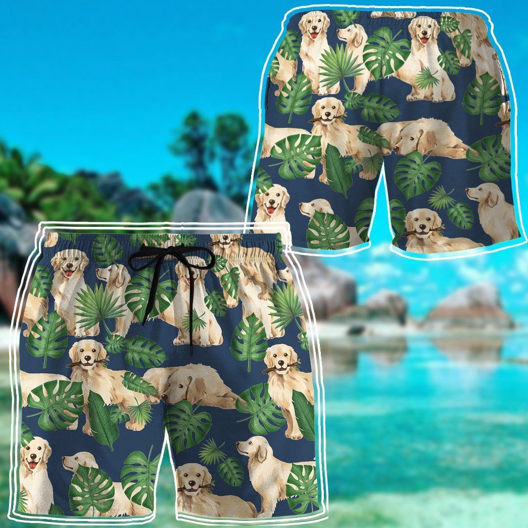 Gearhuman 3D Tropical Golden Retrievers Shorts ZK0706213 Men Shorts 