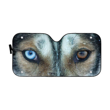 Gearhuman 3D Two-Color Eyes Wolf Sunshade ZK0707211 Auto Sunshade 57''x27.5'' 