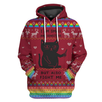 Gearhumans 3D Ugly Christmas I Am Small And Sensitive But Also Fight Me Custom Hoodie Apparel