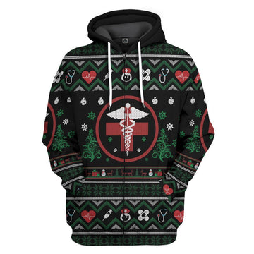 Gearhumans 3D Ugly Nurse Christmas Sweaters Custom Hoodie Apparel