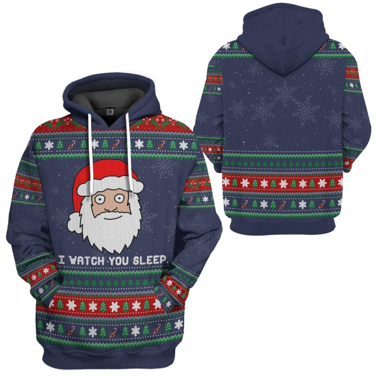 Gearhuman 3D Ugly Santa Watchs You Sleep Custom Hoodie Apparel GN170812 3D Custom Fleece Hoodies 