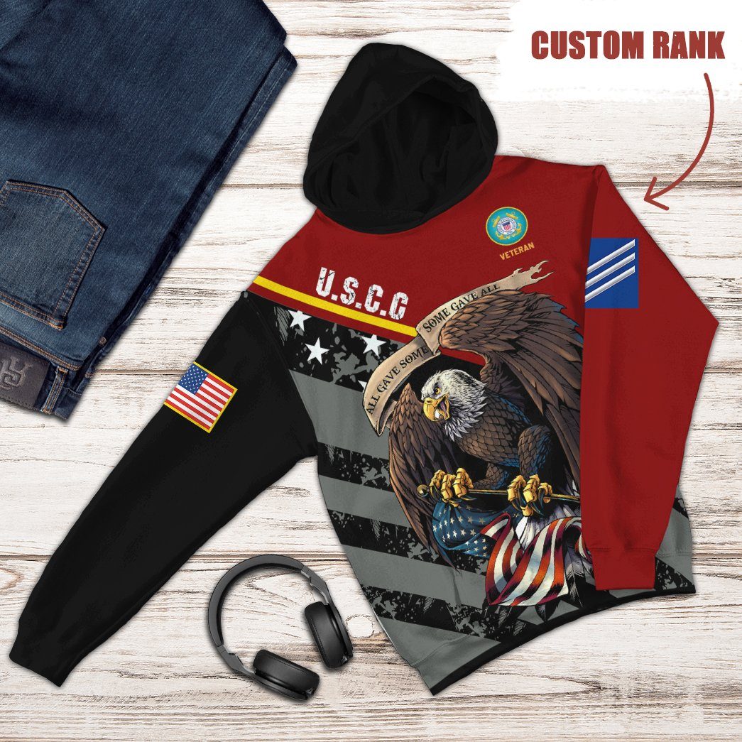 Gearhuman 3D United States Coast Guard Veteran Red Custom Rank Tshirt Hoodie Apparel GVC261020 3D Apparel 