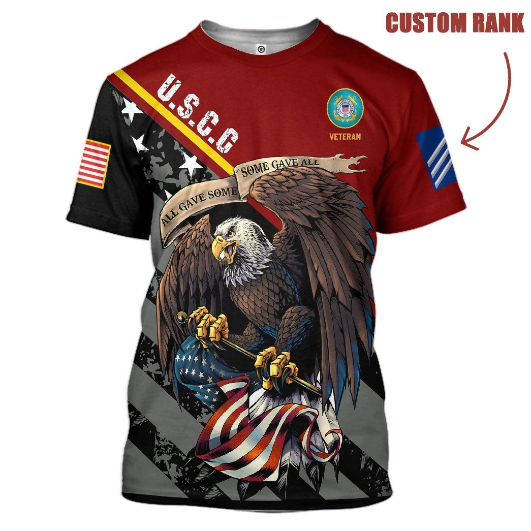 Gearhuman 3D United States Coast Guard Veteran Red Custom Rank Tshirt Hoodie Apparel GVC261020 3D Apparel T-Shirt S 