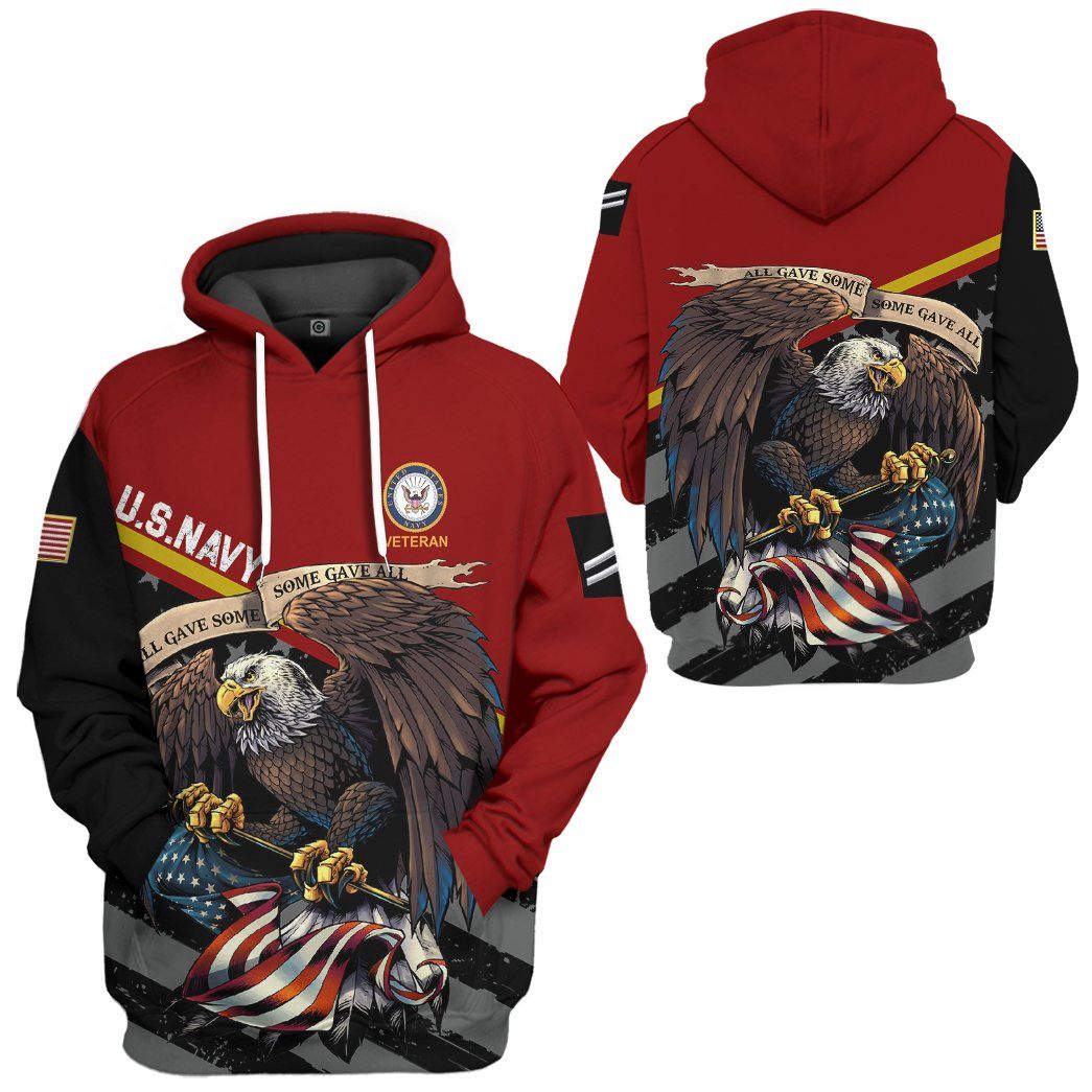 Gearhuman 3D United States Navy Veteran Red Custom Rank Tshirt Hoodie Apparel GVC261021 3D Apparel 