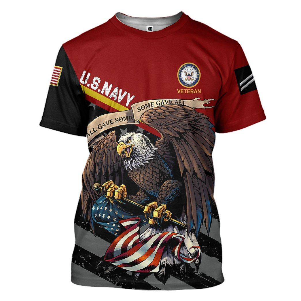 Gearhuman 3D United States Navy Veteran Red Custom Rank Tshirt Hoodie Apparel GVC261021 3D Apparel T-Shirt S 