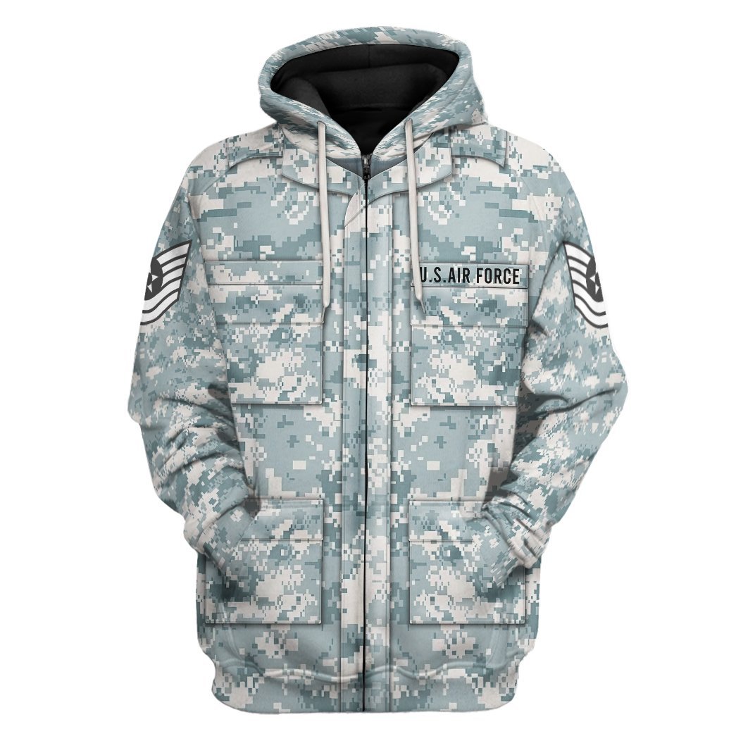 Gearhuman 3D US Airforce Airman Battle Uniform Tshirt Hoodie Apparel GK081217 3D Apparel Zip Hoodie S 