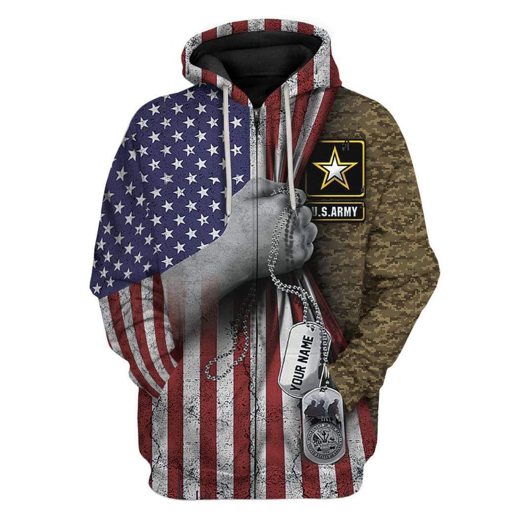 Gearhuman 3D US Army Custom Name T-Shirts Hoodies Apparel HD-DT0502206 3D Custom Fleece Hoodies Zip Hoodie S 