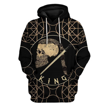 Gearhumans 3D Viking King Ragnar Custom Hoodies Apparel