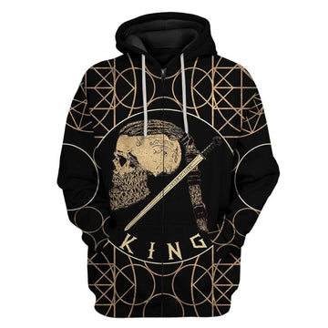 Gearhumans 3D Viking King Ragnar Custom Hoodies Apparel