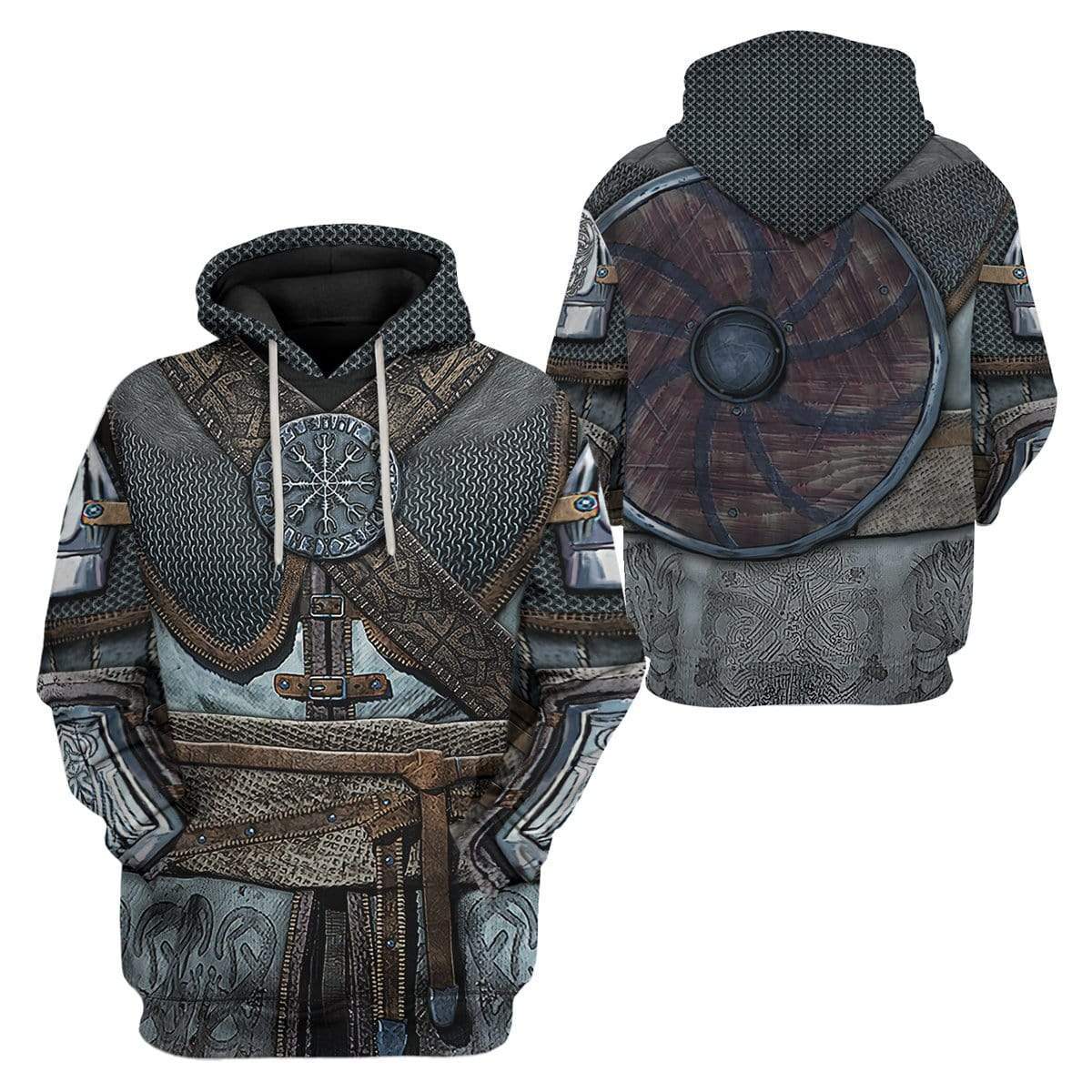 Gearhuman 3D Vikings Armor Custom Fleece Hoodies Apparel GM28021 3D Custom Fleece Hoodies 