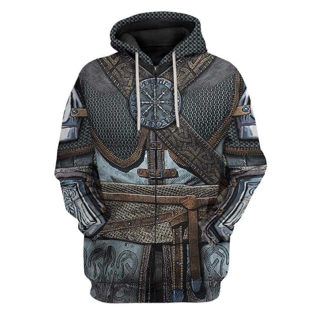 Gearhuman 3D Vikings Armor Custom Fleece Hoodies Apparel GM28021 3D Custom Fleece Hoodies Zip Hoodie S 