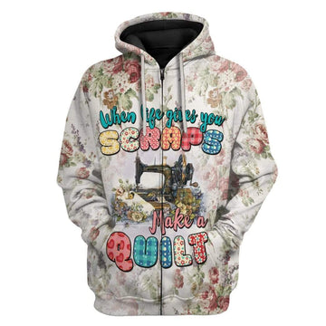 Gearhuman 3D Vintage Floral Make A Quilt Custom Fleece Hoodie Apparel GT27021 3D Custom Fleece Hoodies Zip Hoodie S 