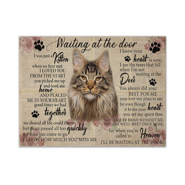 Gearhumans 3D Waiting At The Door Maine Coon Custom Canvas