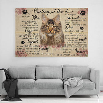 Gearhumans 3D Waiting At The Door Maine Coon Custom Canvas