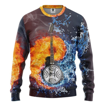 Gearhumans GearHuman 3D Water Fire Dobro Guitar Hoodie