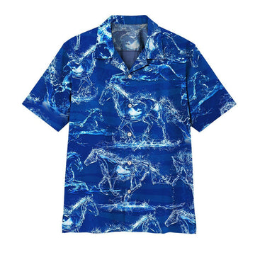 Gearhuman 3D Water Horse Hawaii Shirt ZZ2605216 Hawai Shirt Short Sleeve Shirt S 