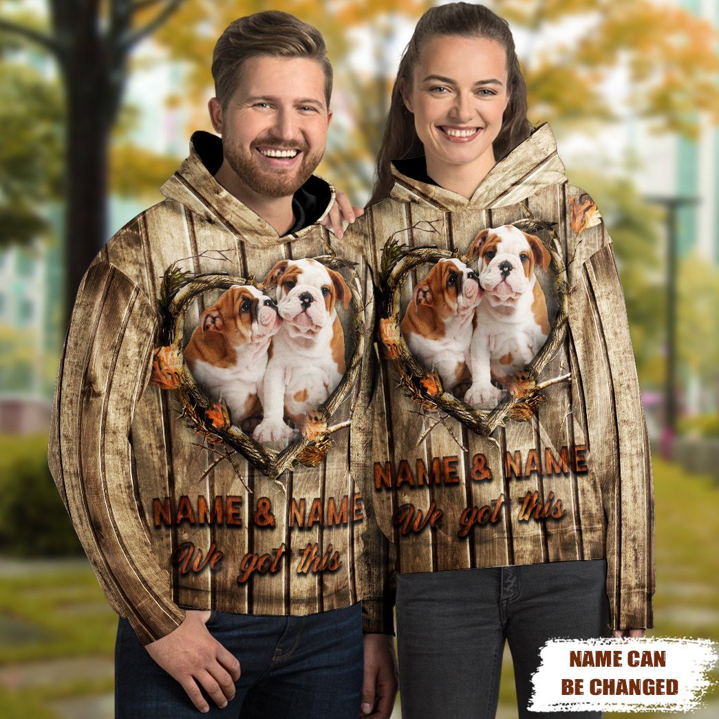 Gearhuman 3D We Got This Bulldog Couple Tshirt Hoodie Apparel GB06011 3D Apparel 