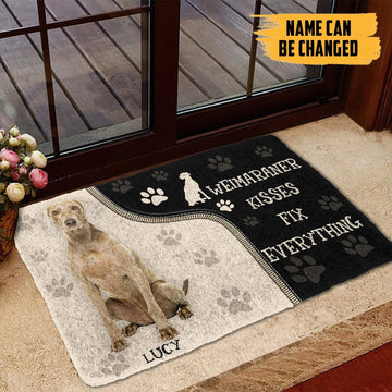 Gearhumans 3D Weimaraner Kisses Fix Anything Custom Name Doormat