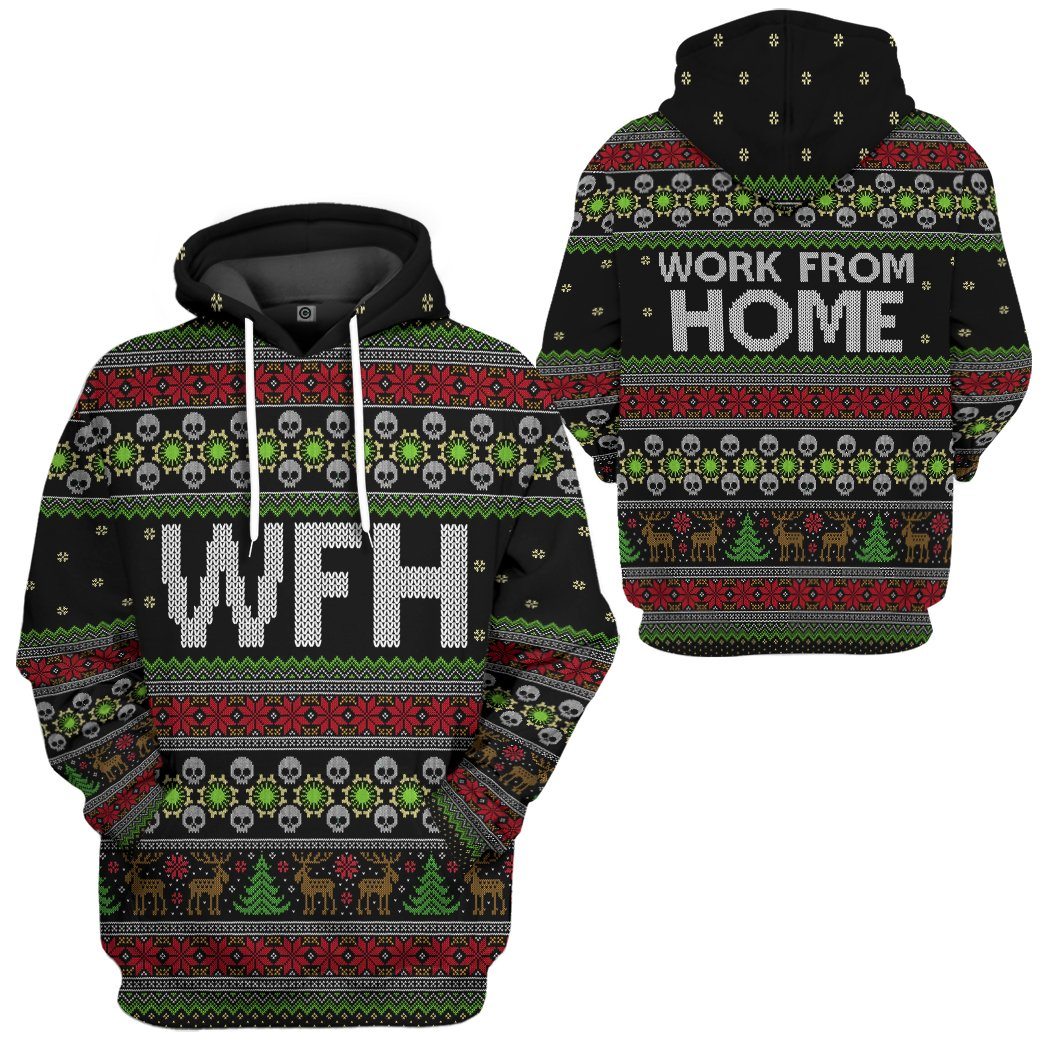 Gearhuman 3D WFH Work From Home Ugly Christmas Sweater Custom Tshirt Hoodie Apparel GV23107 3D Apparel 