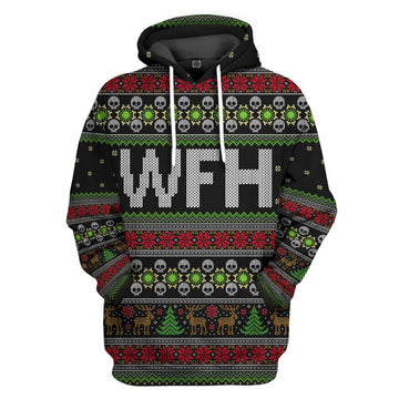 Gearhuman 3D WFH Work From Home Ugly Christmas Sweater Custom Tshirt Hoodie Apparel GV23107 3D Apparel Hoodie S 