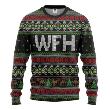 Gearhumans 3D WFH Work From Home Ugly Christmas Sweater Custom Tshirt Hoodie Apparel