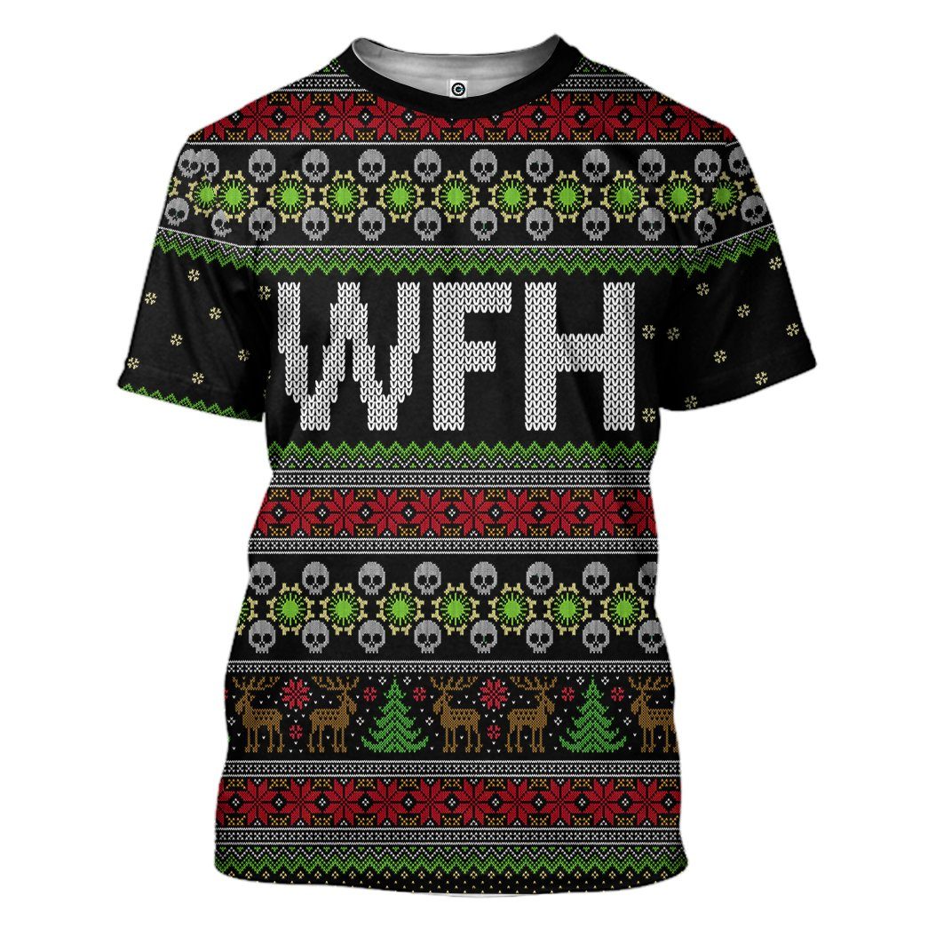 Gearhuman 3D WFH Work From Home Ugly Christmas Sweater Custom Tshirt Hoodie Apparel GV23107 3D Apparel T-Shirt S 