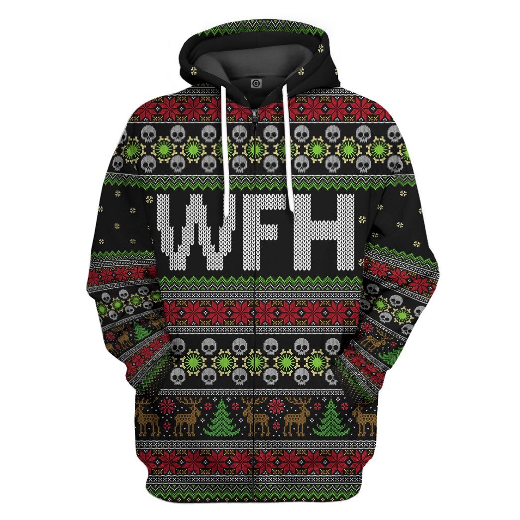 Gearhumans 3D WFH Work From Home Ugly Christmas Sweater Custom Tshirt