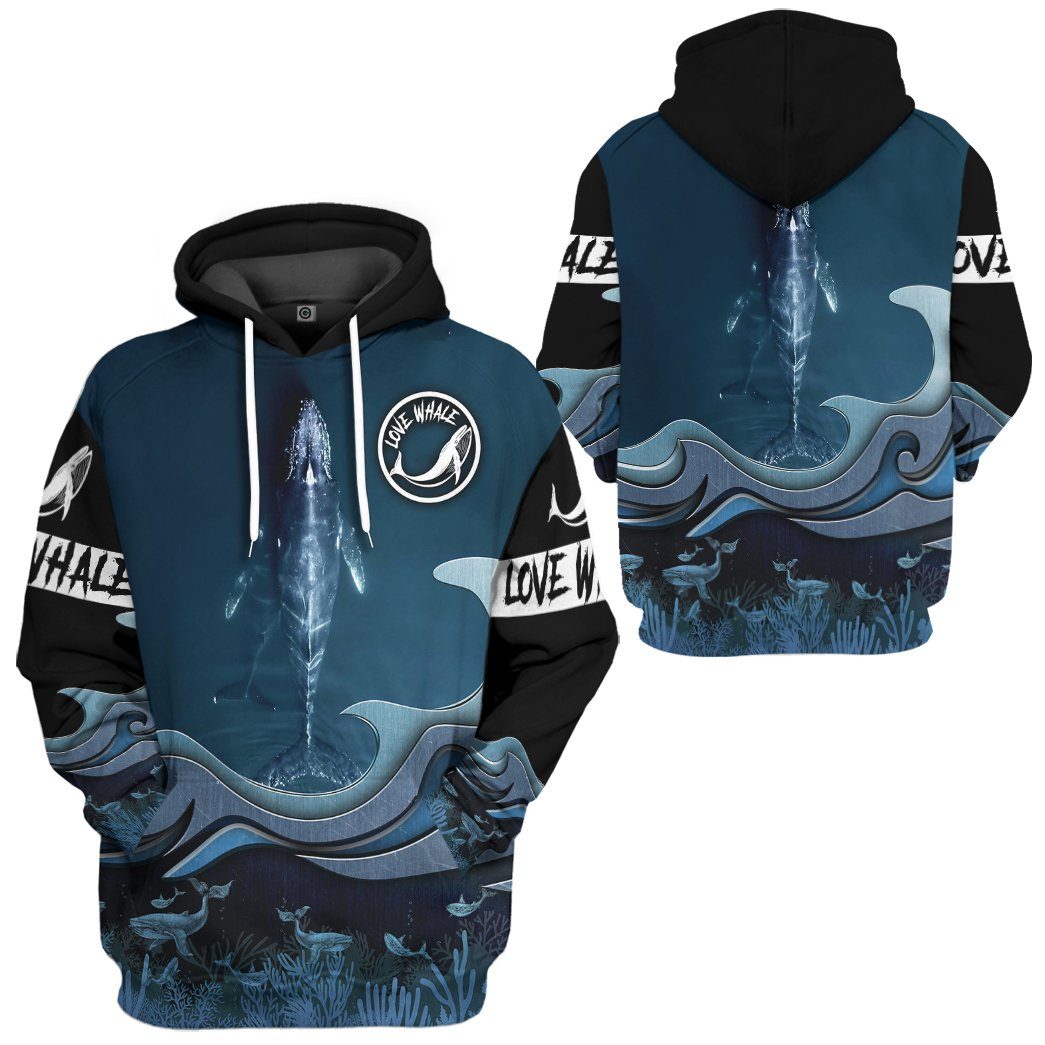 Gearhumans 3D Love Whale Watching Custom Tshirt Hoodie Apparel, Hoodie / S