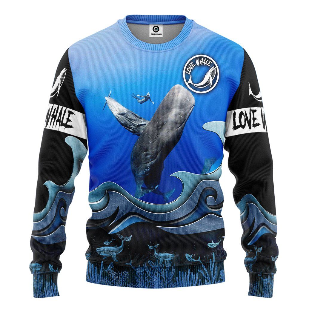 Gearhuman 3D Whale Watching Whale Lovers Custom Tshirt Hoodie Apparel GV12115 3D Apparel Long Sleeve S 
