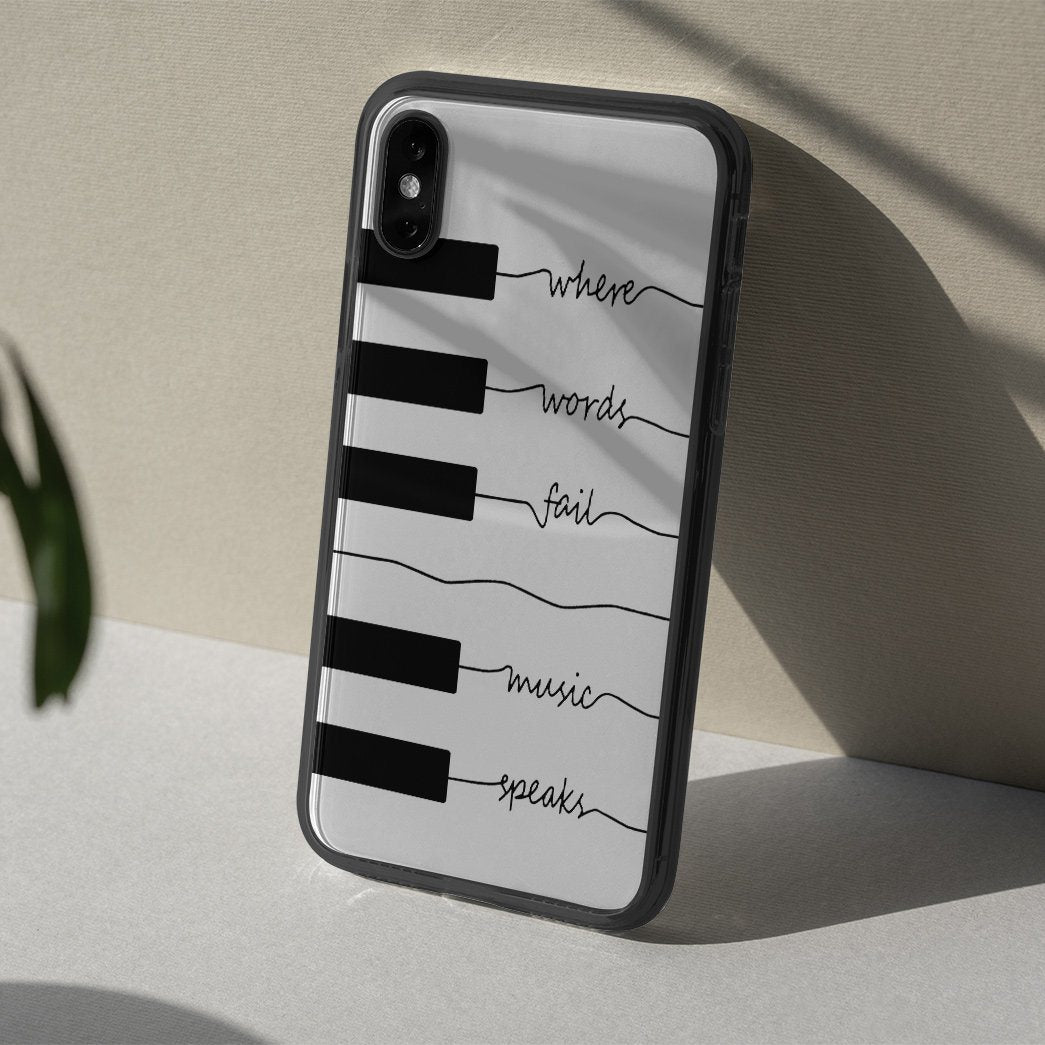 Gearhuman 3D Where Words Fail Piano Custom Phonecase GB18022 Glass Phone Case