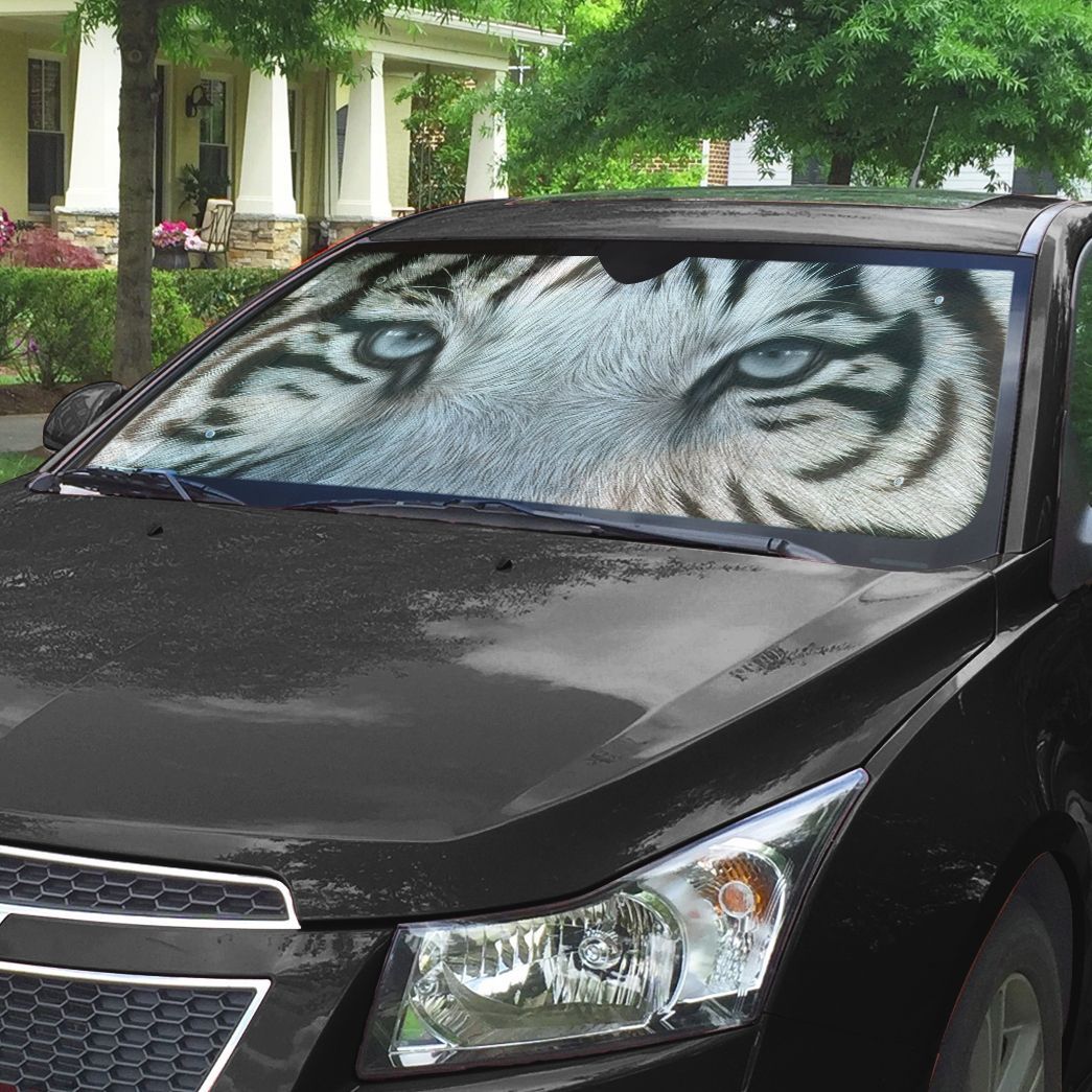 Gearhuman 3D White Tiger Eyes Car Sunshade ZK3006212 Auto Sunshade 