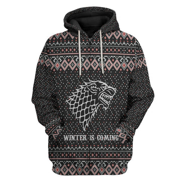 Gearhumans 3D Winter Is Coming Ugly Sweater Custom Hoodie Apparel