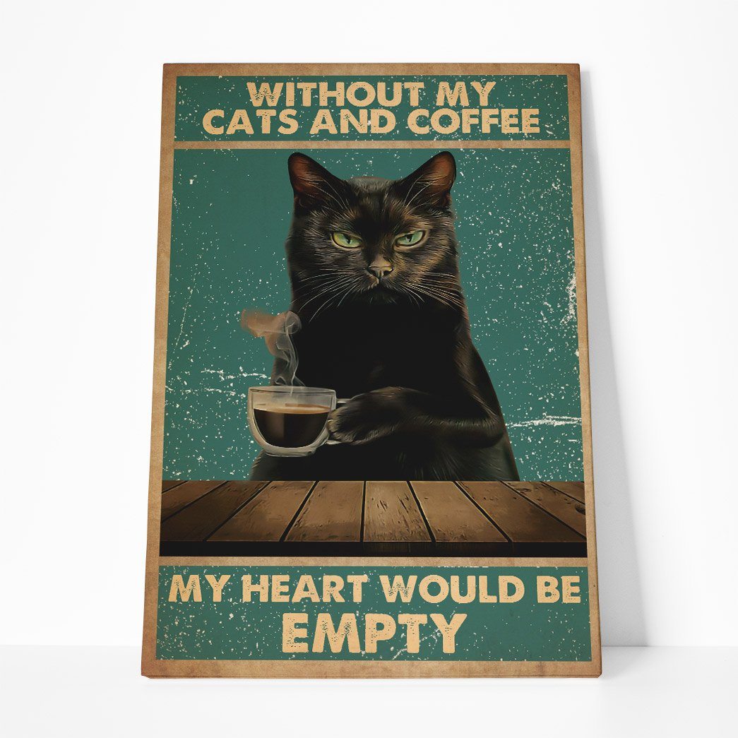 Gearhuman 3D Without My Black Cat And Coffee Custom Canvas GB29018 Canvas 1 Piece Non Frame M