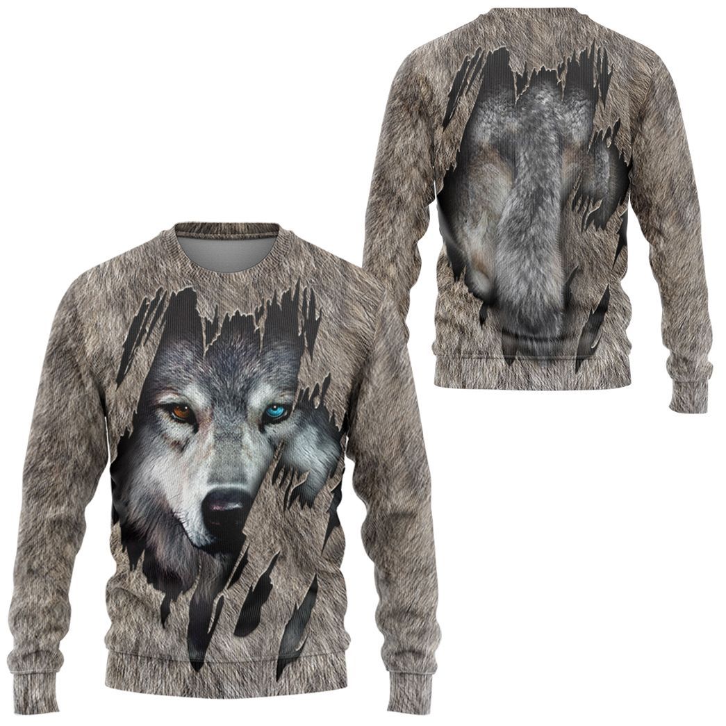 Gearhuman 3D Wolf Fleece Tshirt Hoodie Apparel ZZ08072133 3D Apparel 