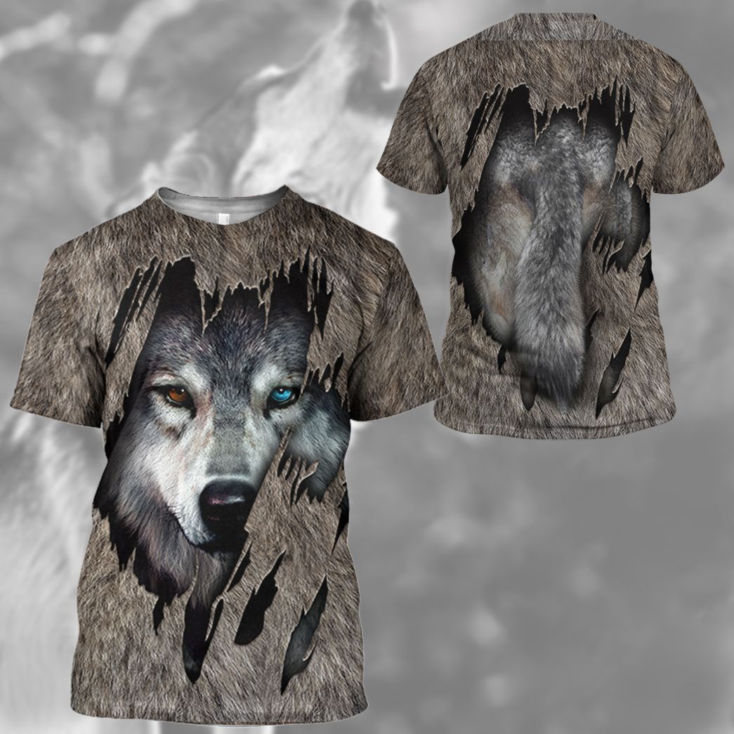 Gearhuman 3D Wolf Fleece Tshirt Hoodie Apparel ZZ08072133 3D Apparel 