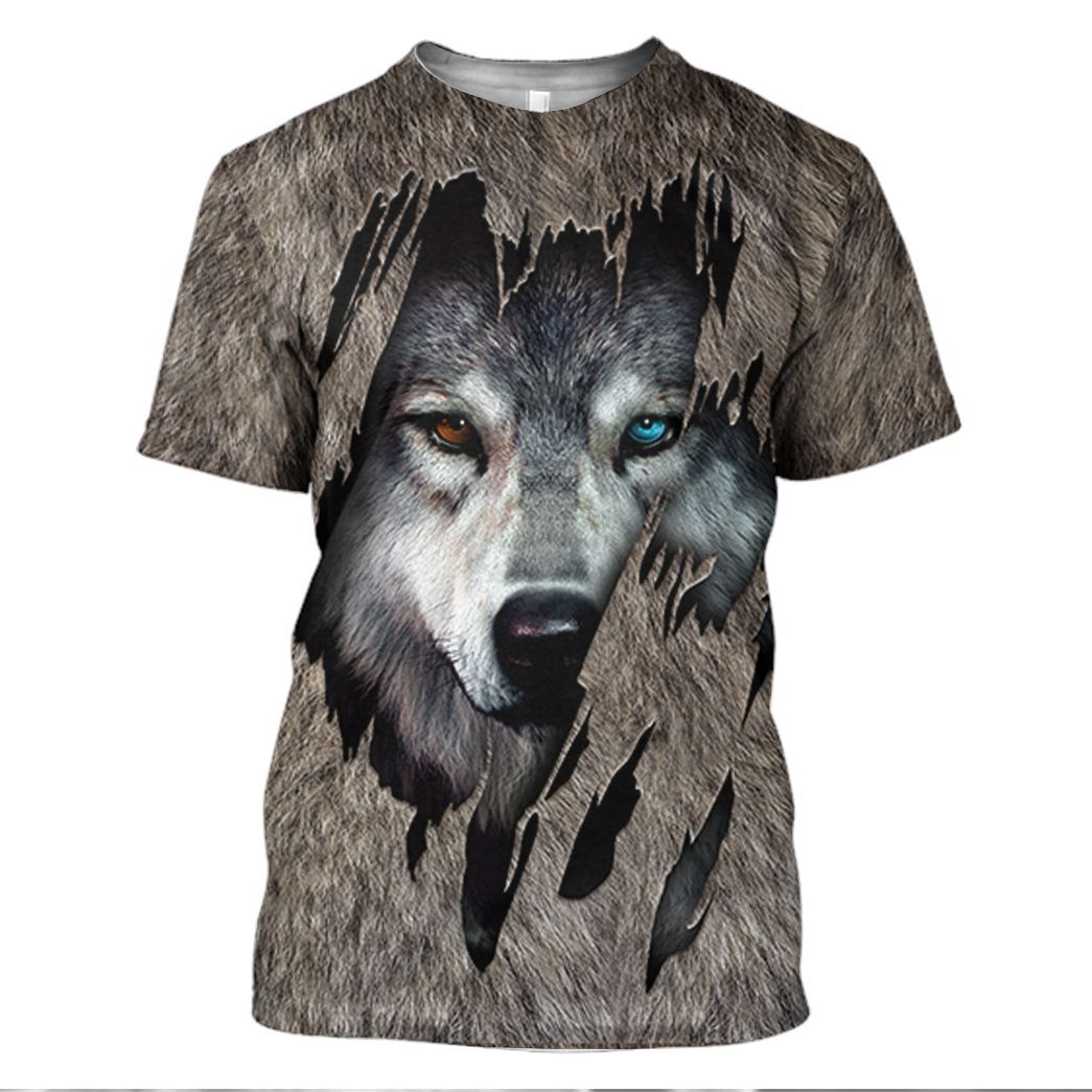 Gearhuman 3D Wolf Fleece Tshirt Hoodie Apparel ZZ08072133 3D Apparel T-Shirt S 