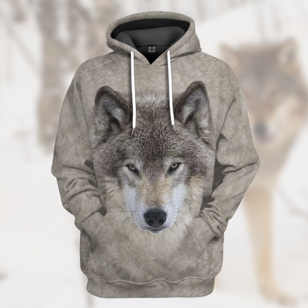 Gearhumans 3D Wolf Front And Back Tshirt Hoodie Apparel