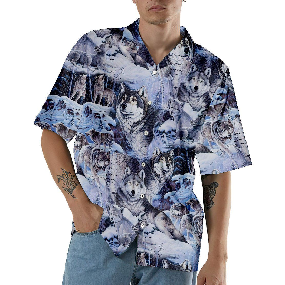 Gearhuman 3D Wolf Hawaii Shirt ZZ2705217 Hawai Shirt 