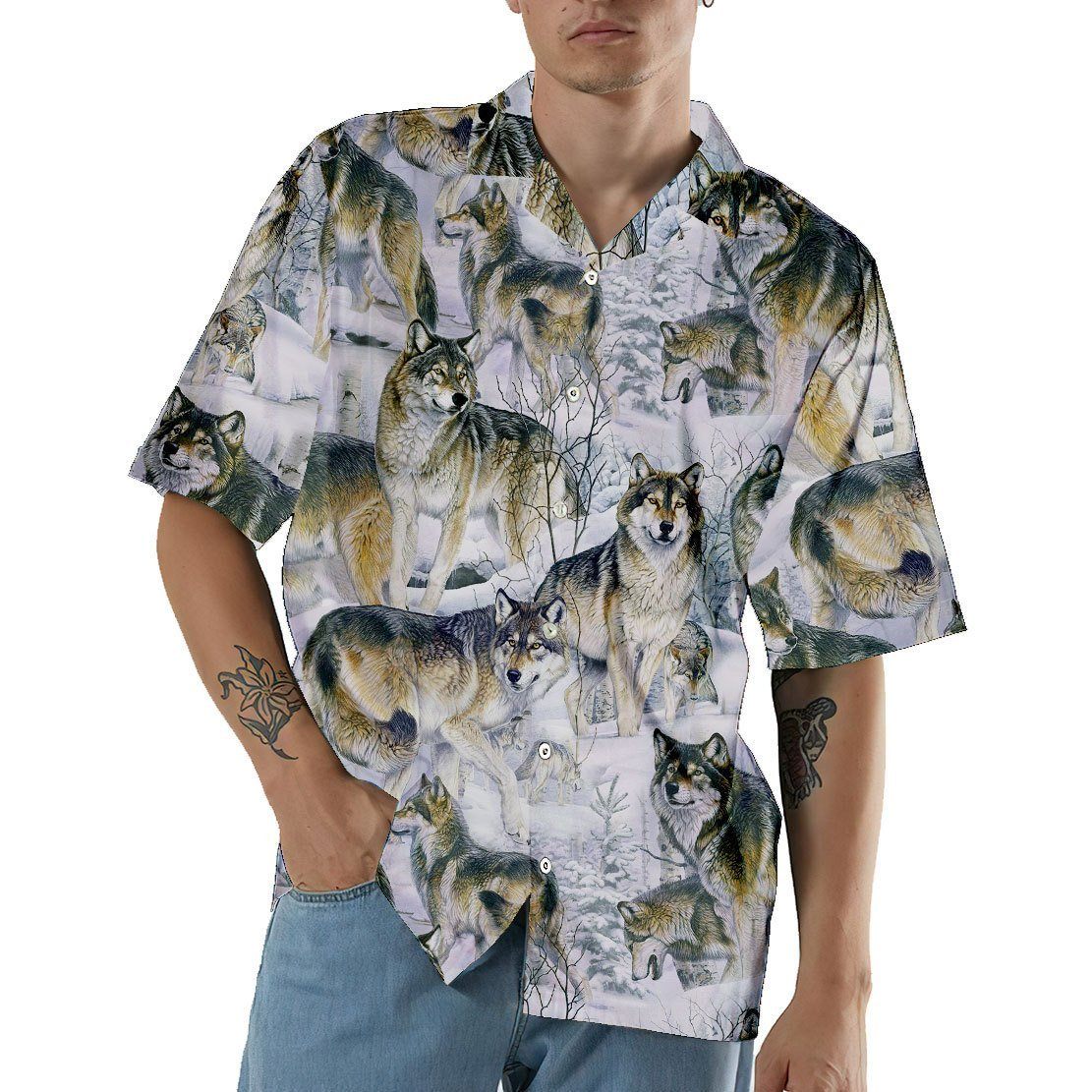 Gearhuman 3D Wolf Hawaii Shirt ZZ3105213 Hawai Shirt 