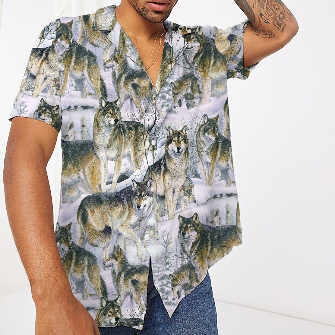 Gearhuman 3D Wolf Hawaii Shirt ZZ3105213 Hawai Shirt 