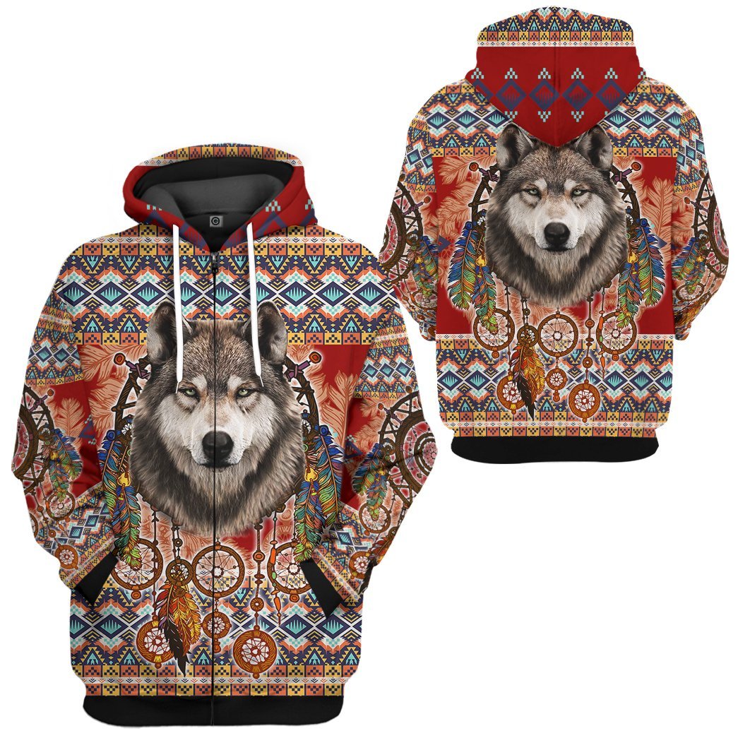 Gearhuman 3D Wolf Native American Tshirt Hoodie Apparel GB03033 3D Apparel